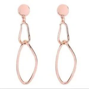 Rose Gold Tone 3” Oval Twist Wired Post Link Earrings